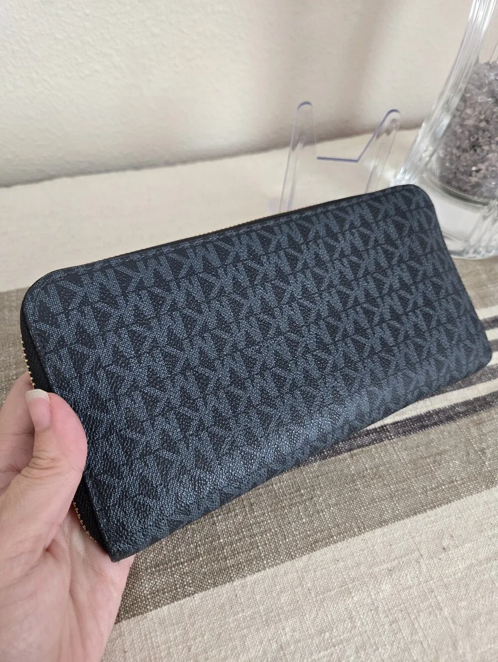 Michael Kors Large Navy Signature Zip-Around Wallet